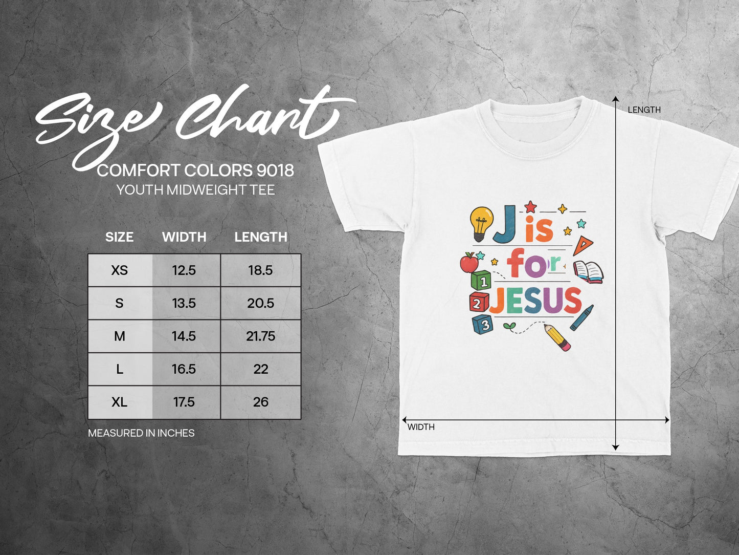 J is for Jesus graphic youth midweight tee