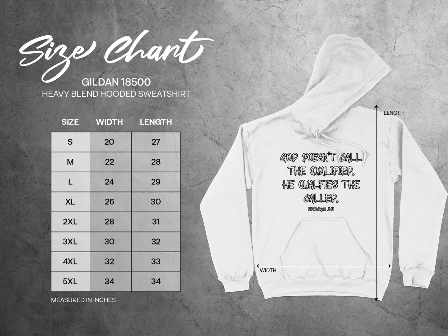 God Doesn't Call The Qualified Hoodie Size Chart
