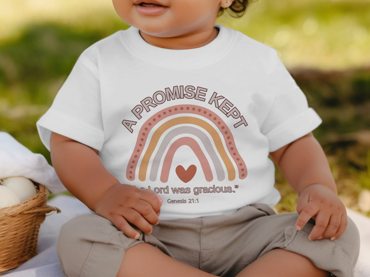 A Promise Kept Genesis 21 1 Bible Quote Baby Shirt