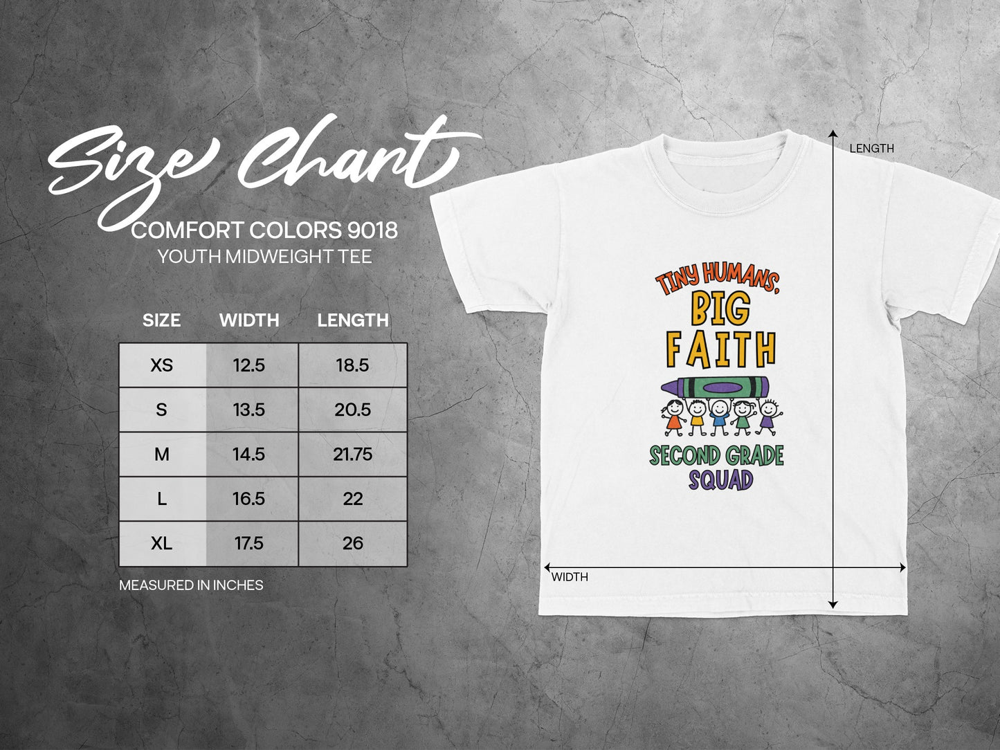 Tiny Humans Big Faith Second Grade Squad Tee