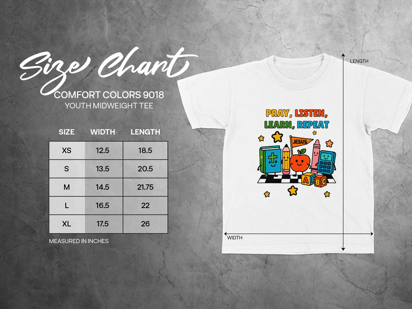 Pray Listen Learn Repeat Colorful Youth Tee