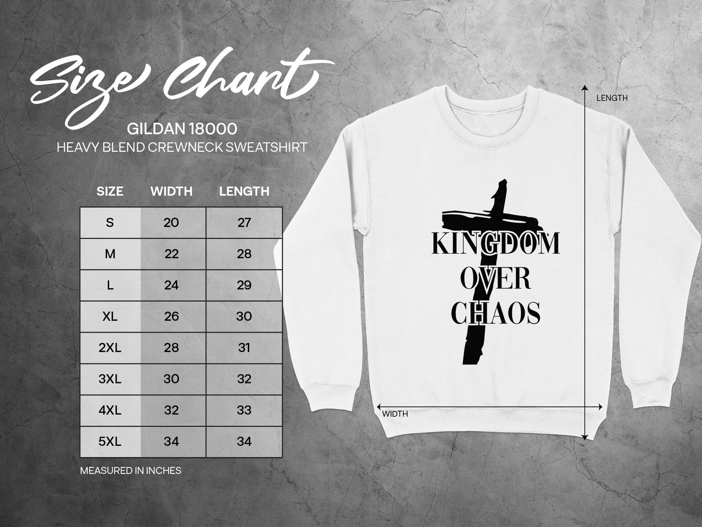 Kingdom Over Chaos Crewneck Sweatshirt in Multiple Sizes