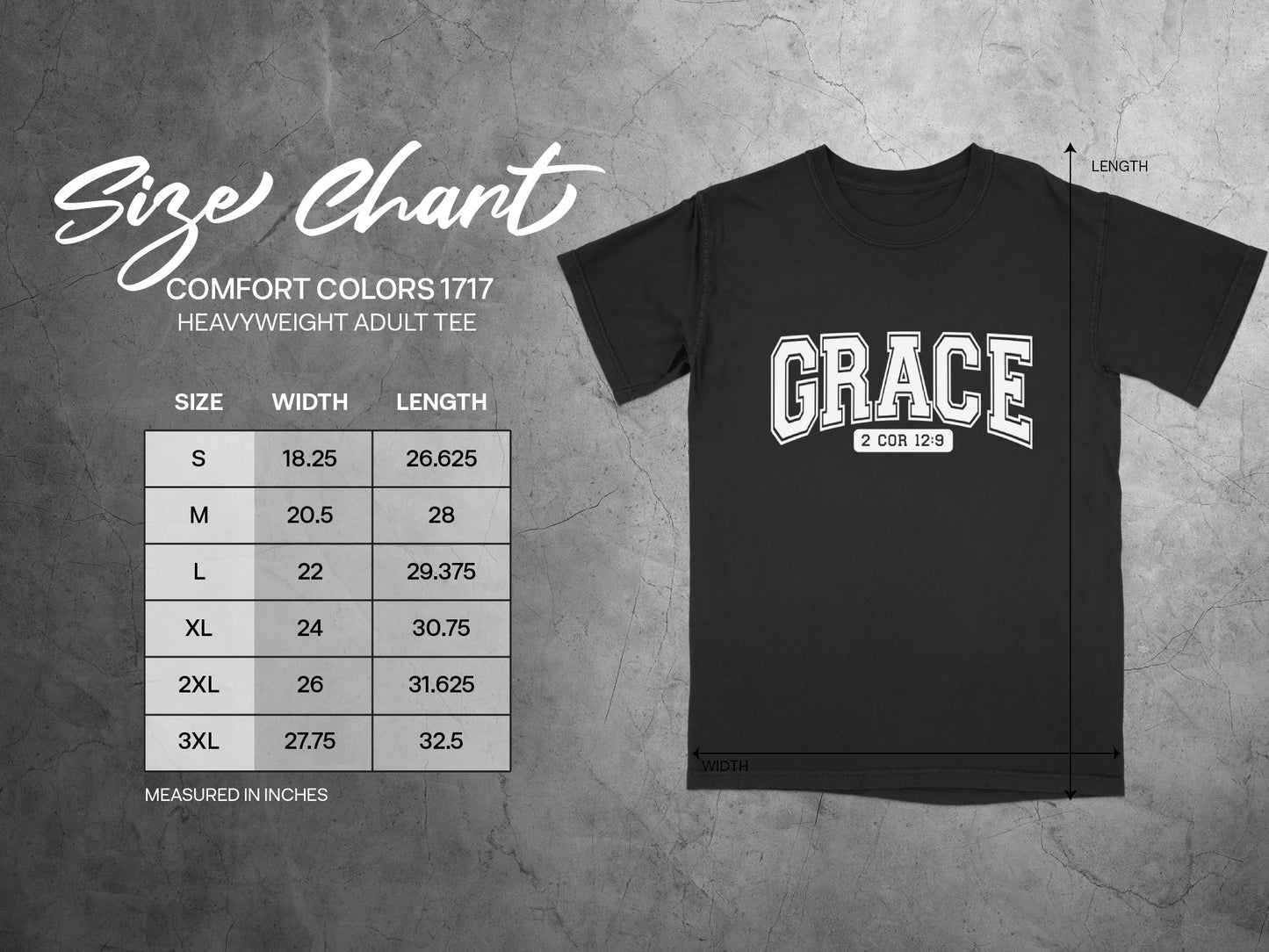 Grace 2 Cor 12:9 Design Comfort Colors Heavyweight Tee
