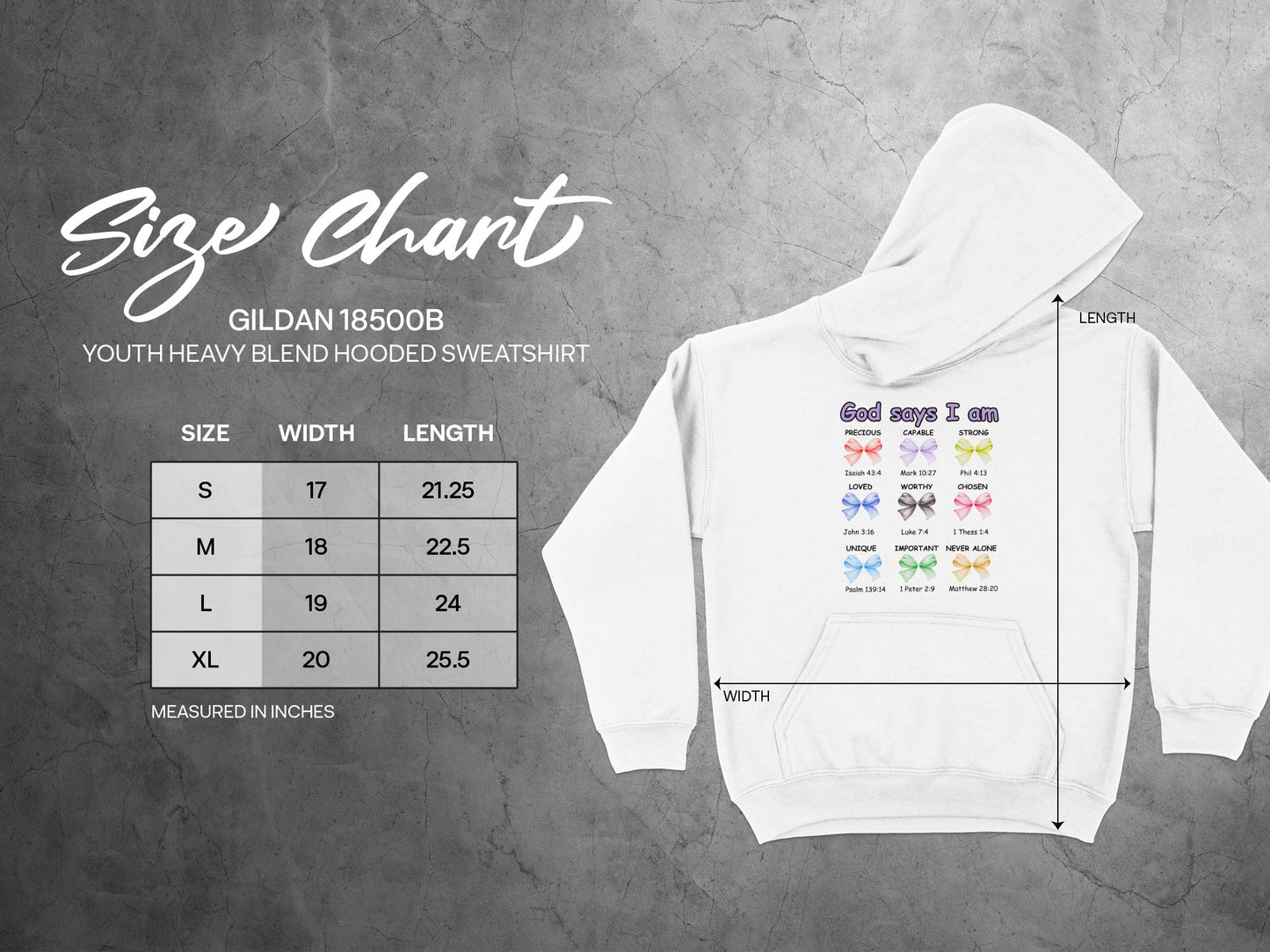 God Says I Am Quotes Youth Heavy Blend Sweatshirt