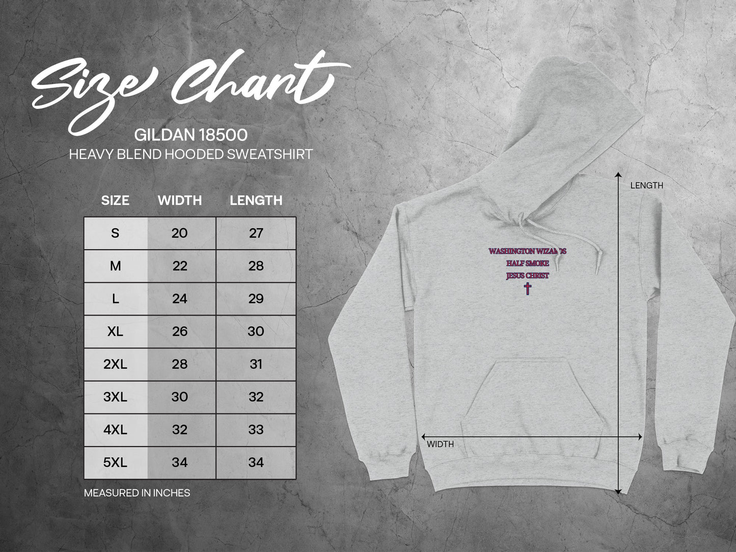 Heavy Blend Gildan 18500 Size Chart Hooded Sweatshirt