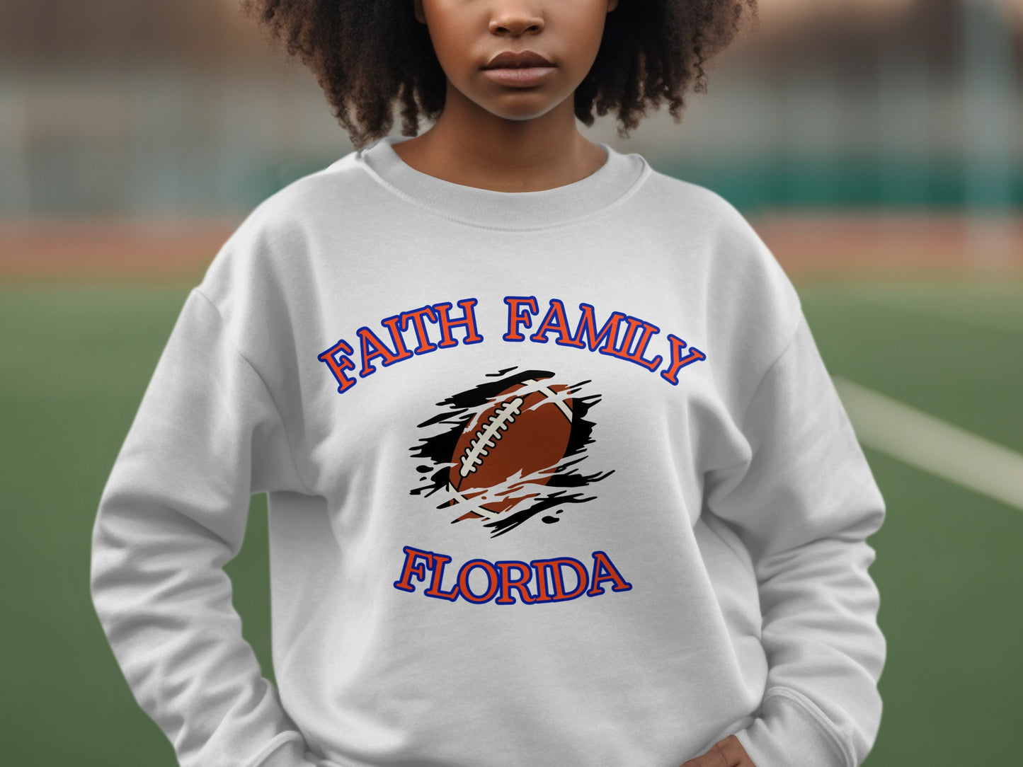 Faith Family Florida Football Print white sweatshirt product