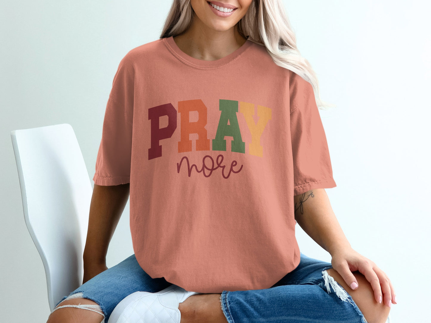Pray More Graphic Statement Casual Tee