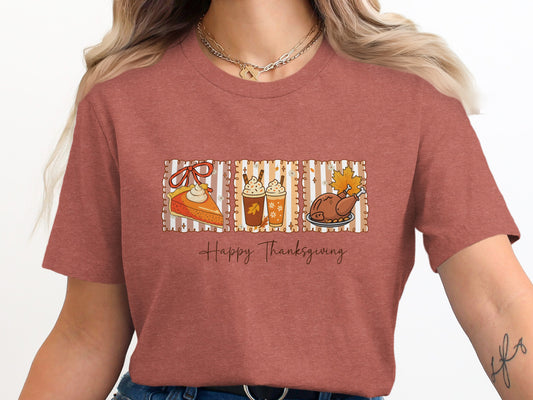 Happy Thanksgiving Cartoon Design Graphic Tee