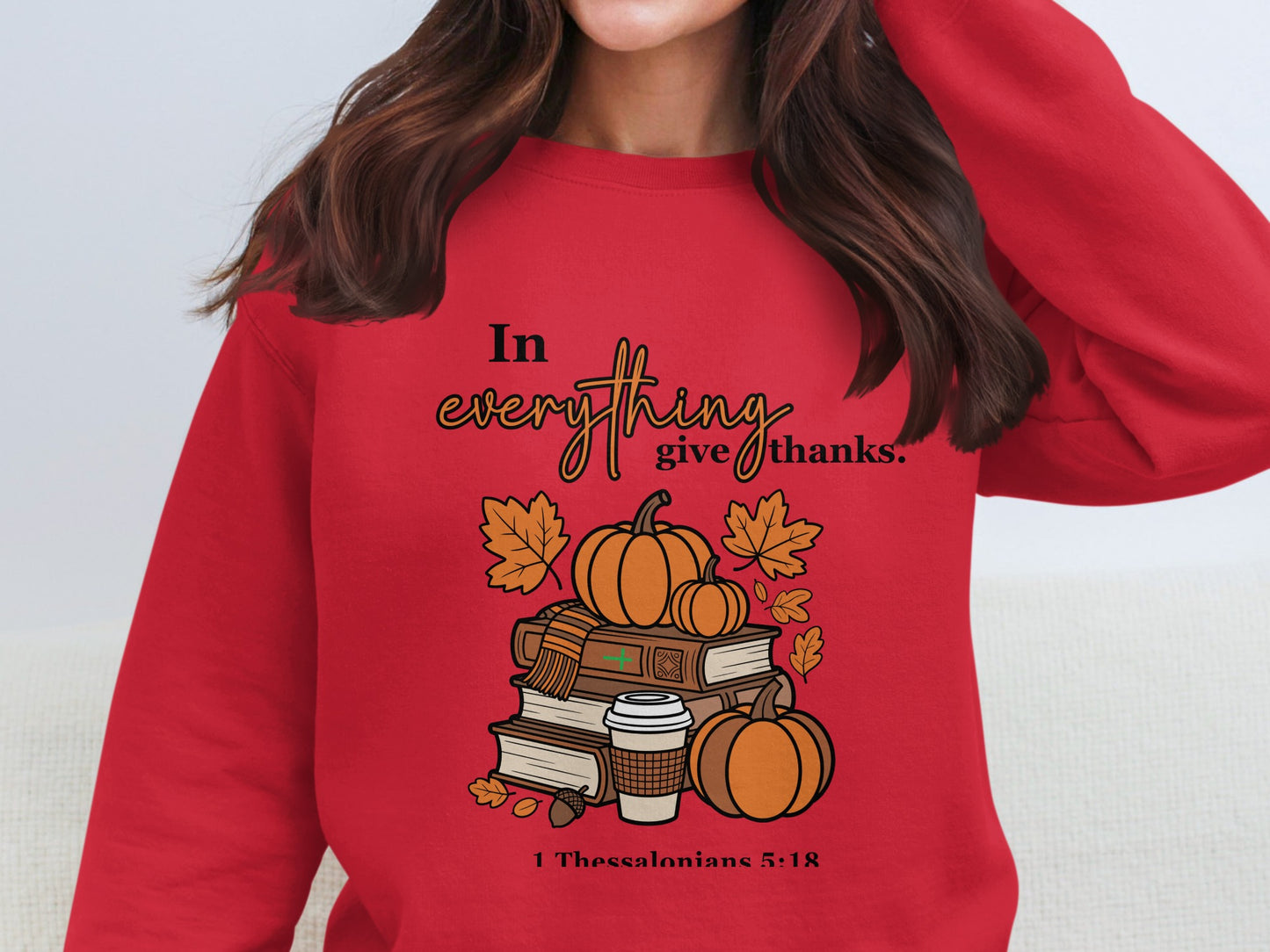 Inspirational Fall Pumpkins and Books Sweater
