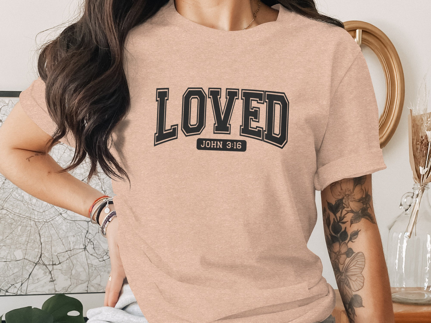 Loved John 3:16 Printed Casual Comfortable T-Shirt
