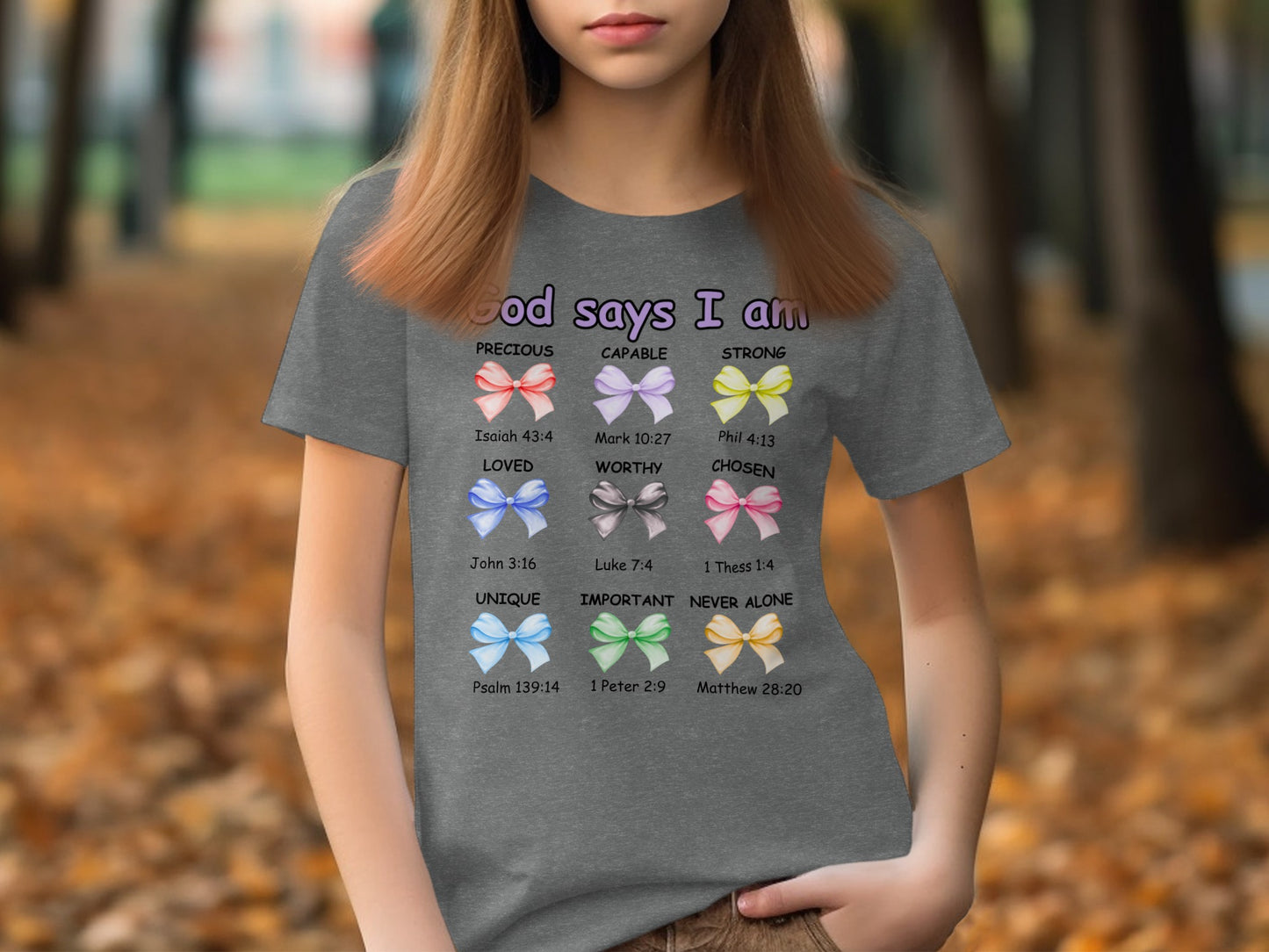 God Says I Am with Colorful Bows Graphic T-shirt