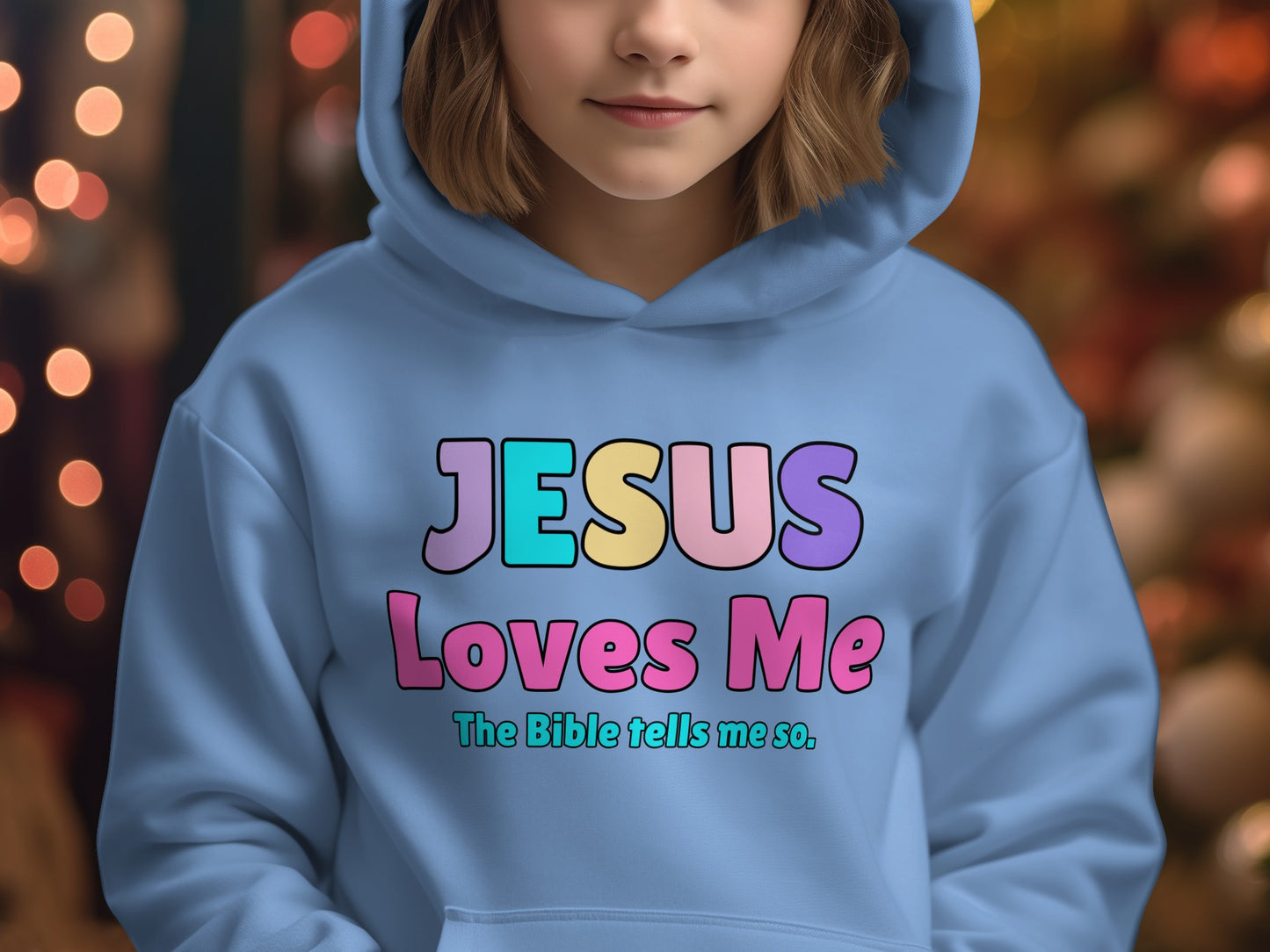 Colorful Jesus Loves Me Hoodie for Kids