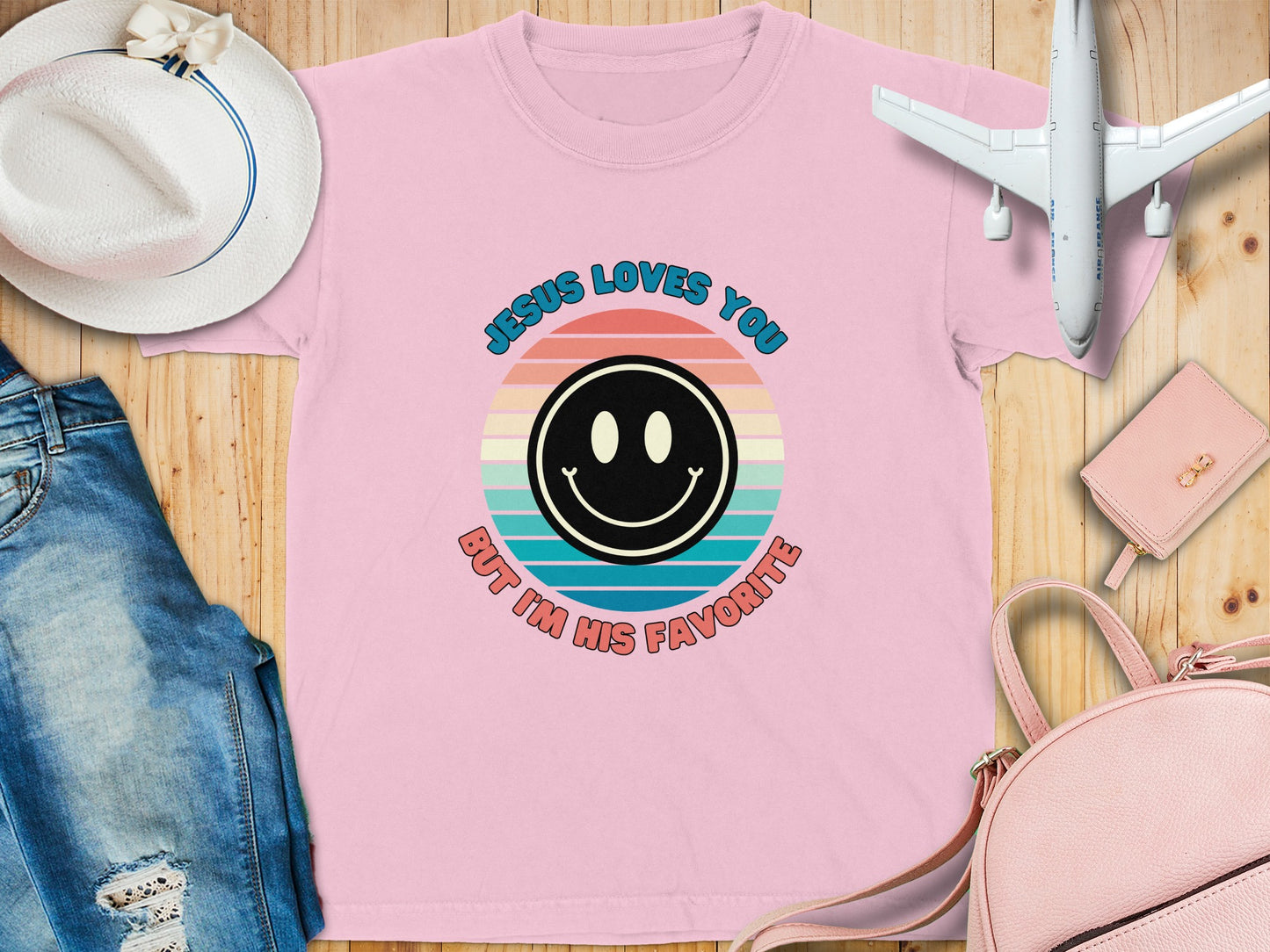 Jesus Loves You But I'm His Favorite colorful tee