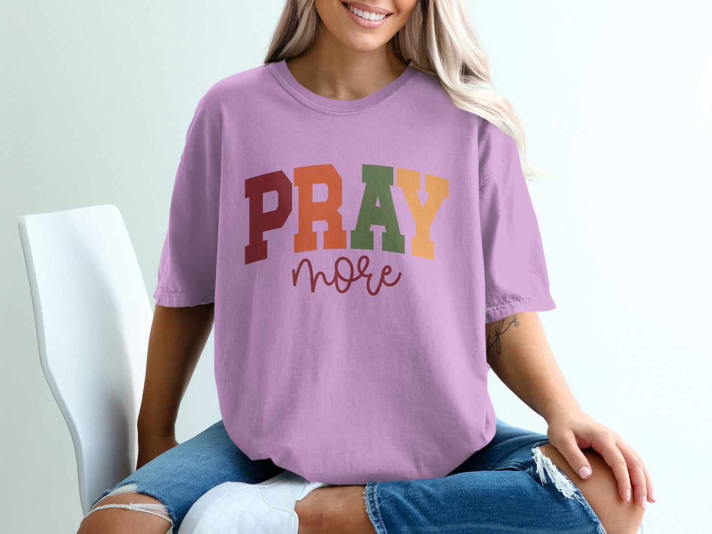 Pray More Graphic T-Shirt Inspirational Apparel