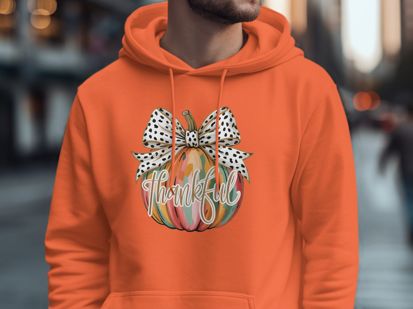 Thankful Pumpkin with Polka Dot Bow Hoodie