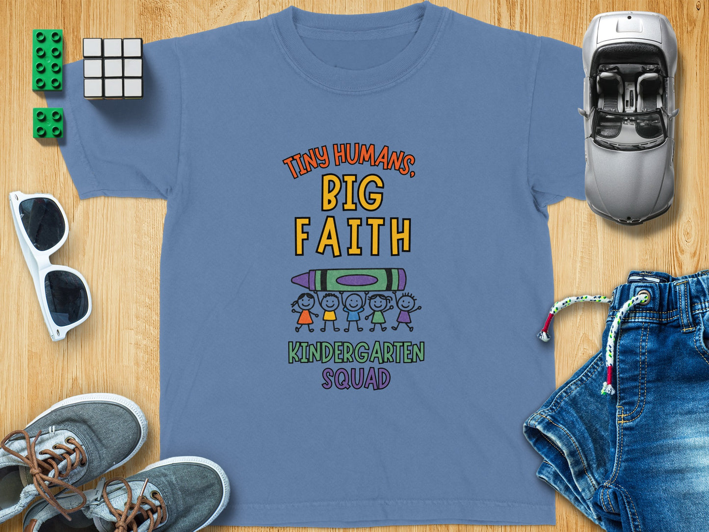 Tiny Humans Big Faith Kindergarten Squad Shirt