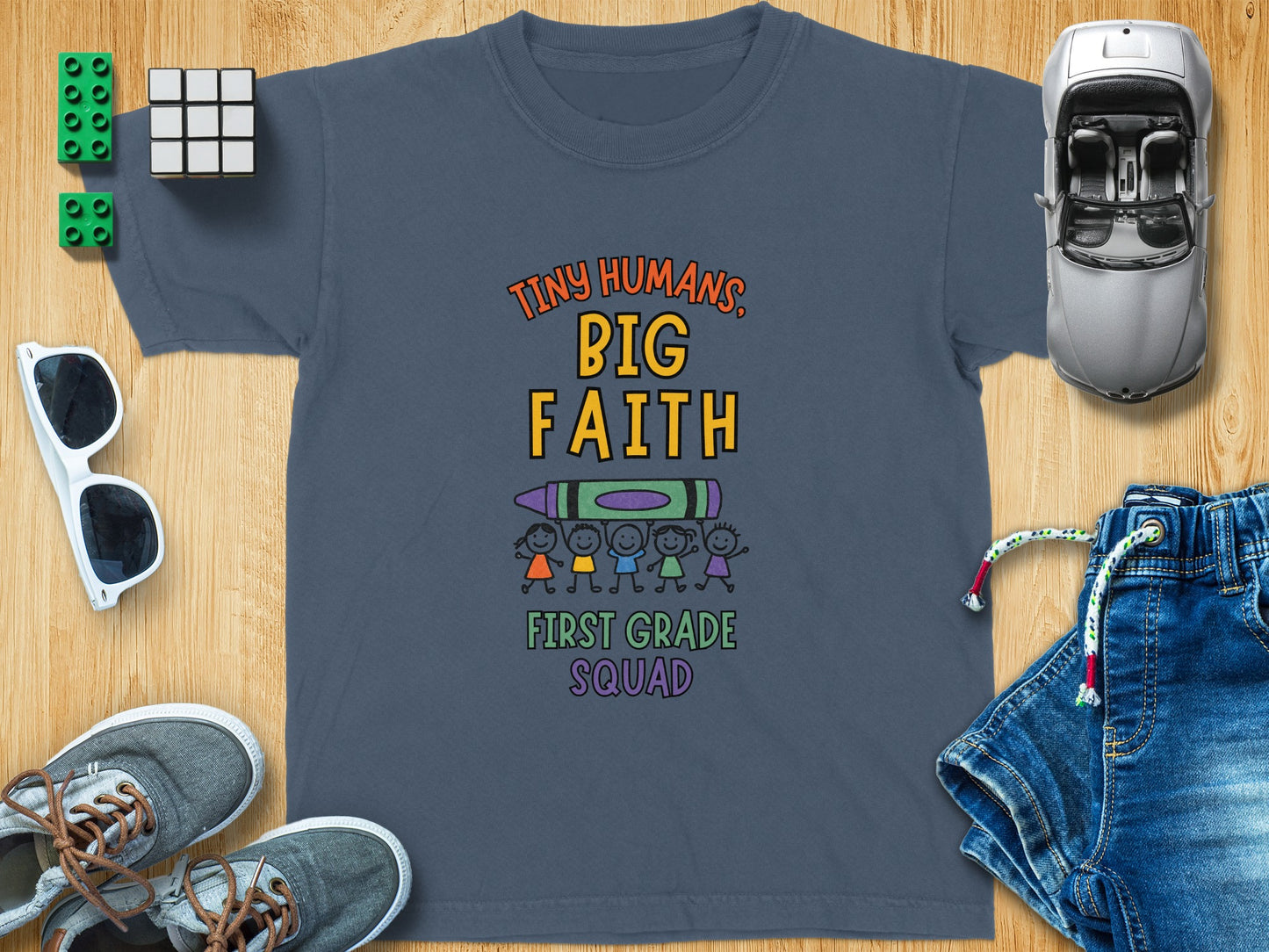 Tiny Humans Big Faith First Grade Squad T-shirt