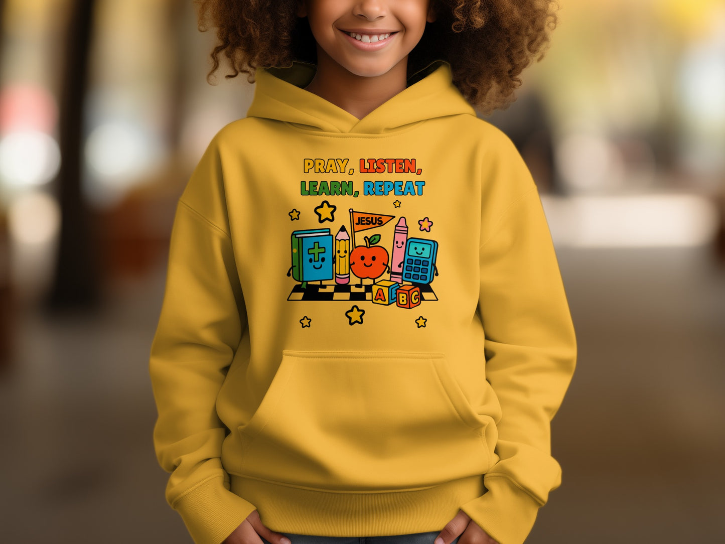 Pray Listen Learn Repeat Cute Kids Hoodie