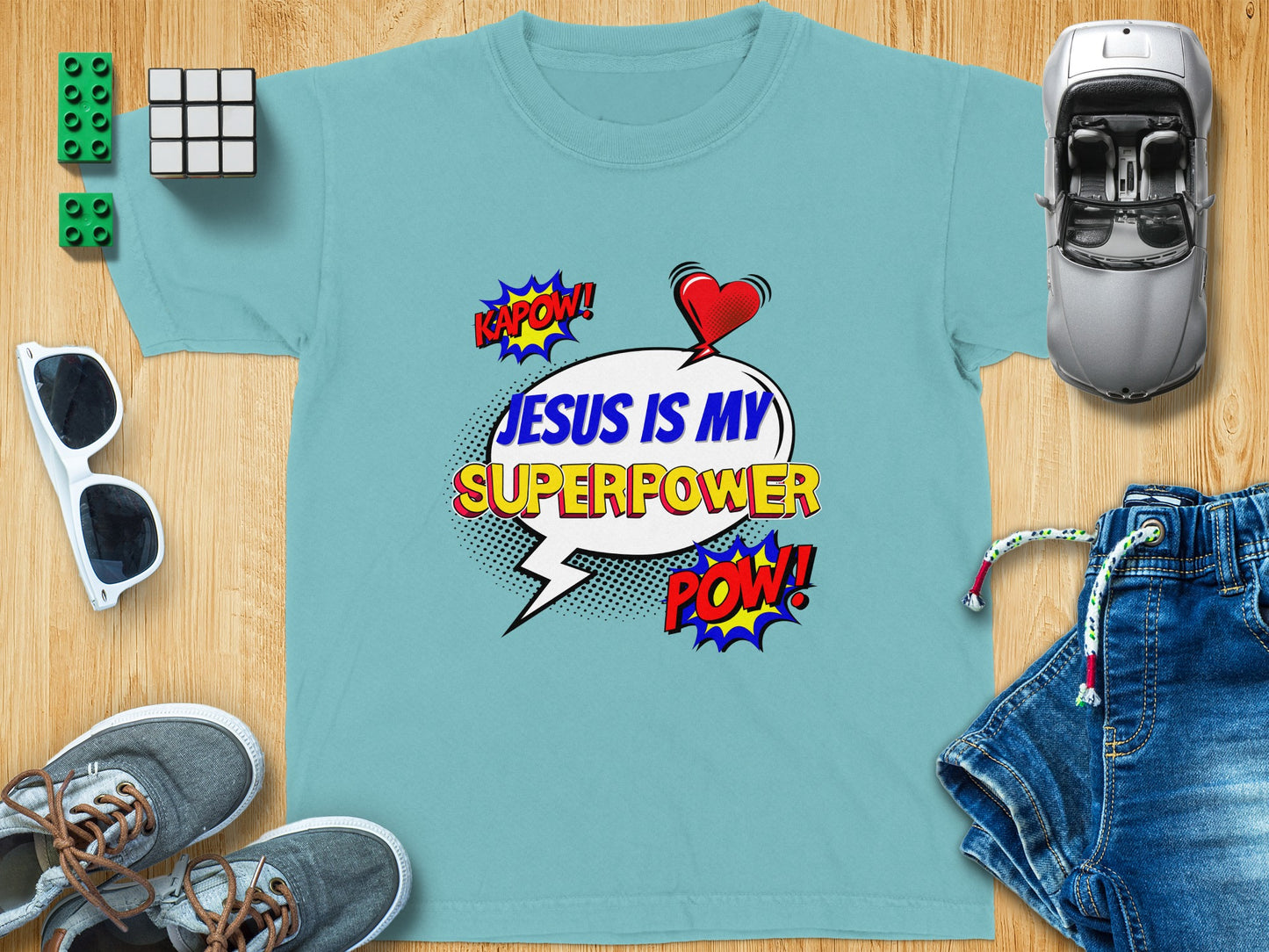 Jesus Is My Superpower POW Fun Graphic T-Shirt