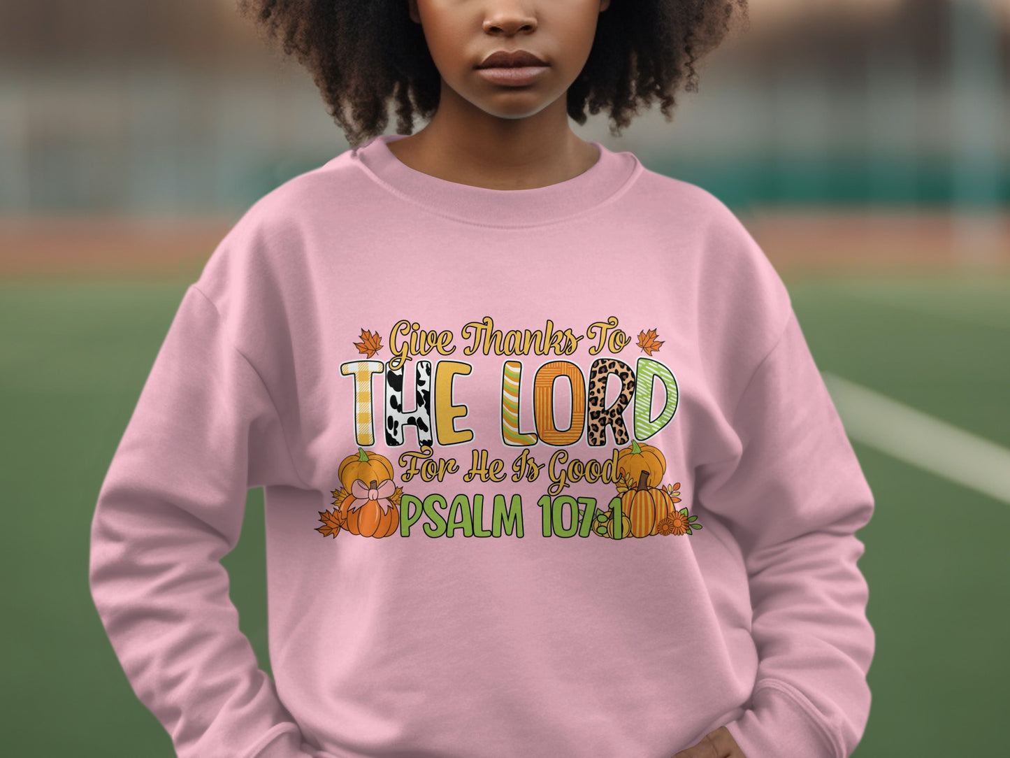 Cute Pink Sweater Featuring Psalm 107 1 Religious Message