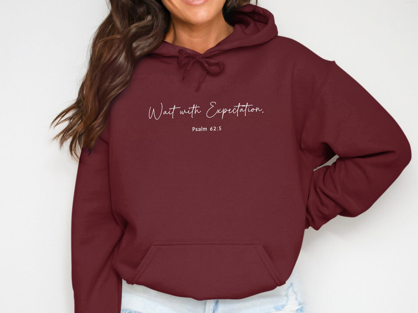 Wait with Expectation Psalm 62:5 Maroon Hoodie product