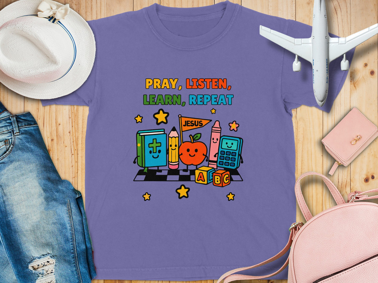 Pray Listen Learn Repeat Jesus ABC T-shirt