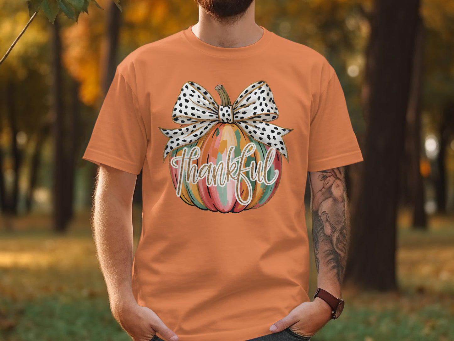 Thankful Pumpkin Bow Design Autumn Season Shirt