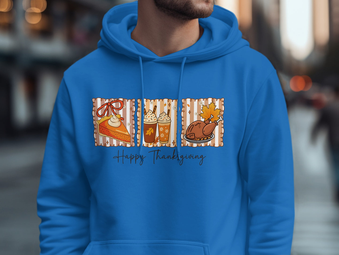Festive Thanksgiving Hoodie with Holiday Icons