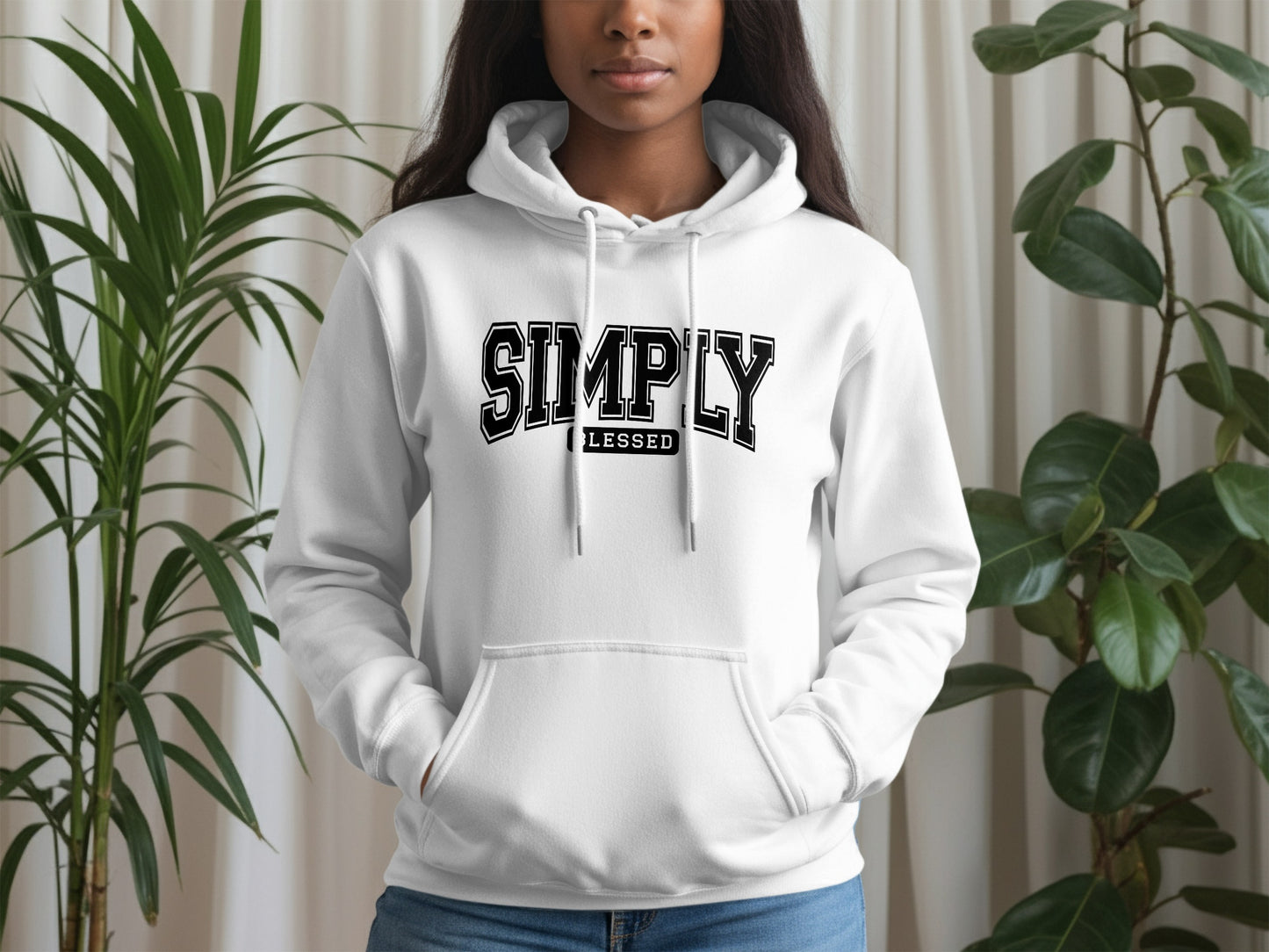 Simply Blessed Print Hoodie for Casual Wear