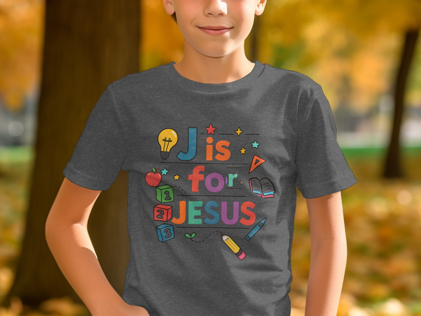 J is for Jesus Colorful Kid's T-Shirt