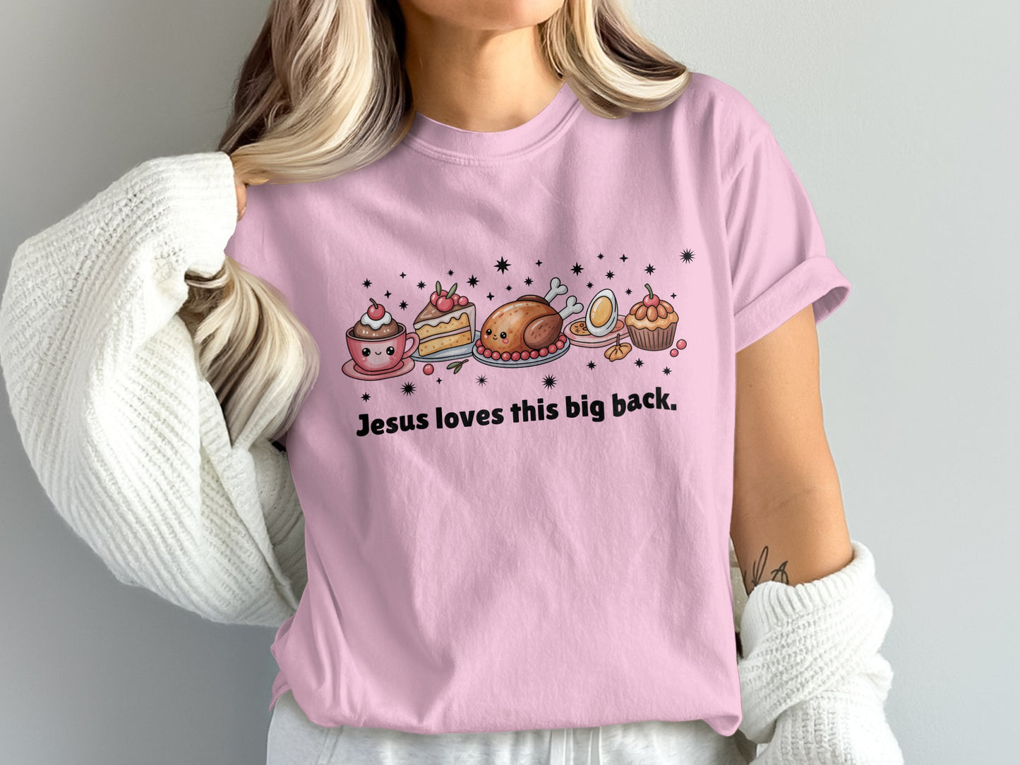 Jesus loves this big back graphic t-shirt product