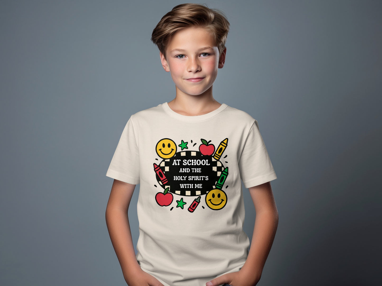 At School and the Holy Spirit is with Me T-shirt