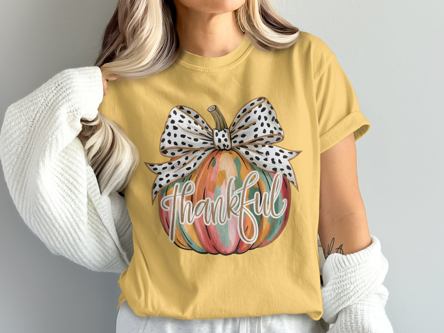 Thankful Pumpkin Graphic Tee Shirt Thanksgiving Design