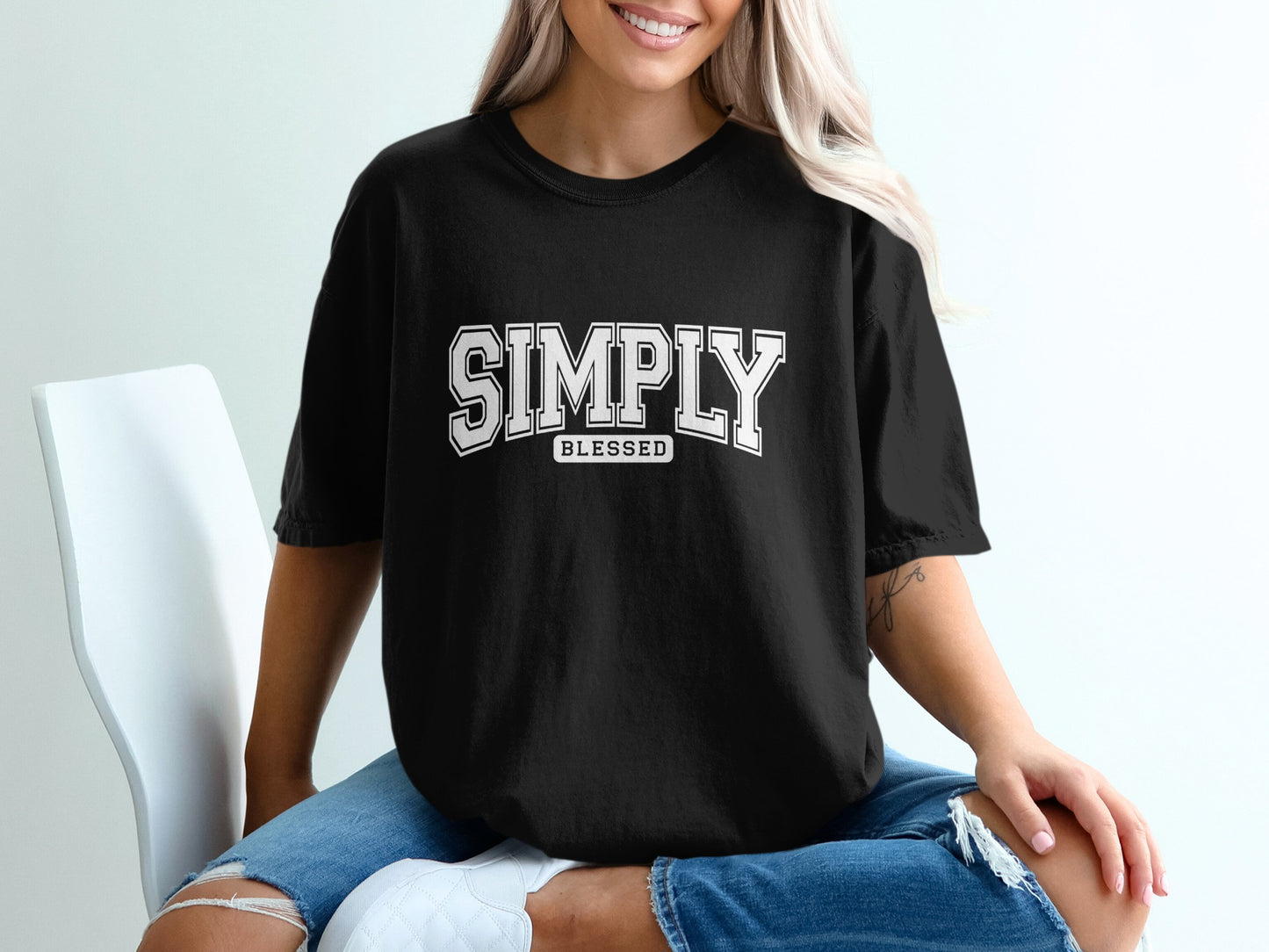 Simply Blessed Oversized Graphic Tee Shirt