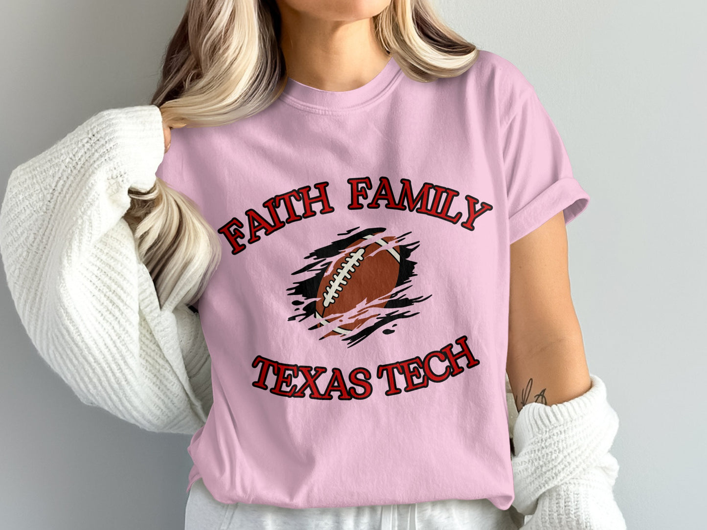 Faith Family Texas Tech Football Graphic Tee