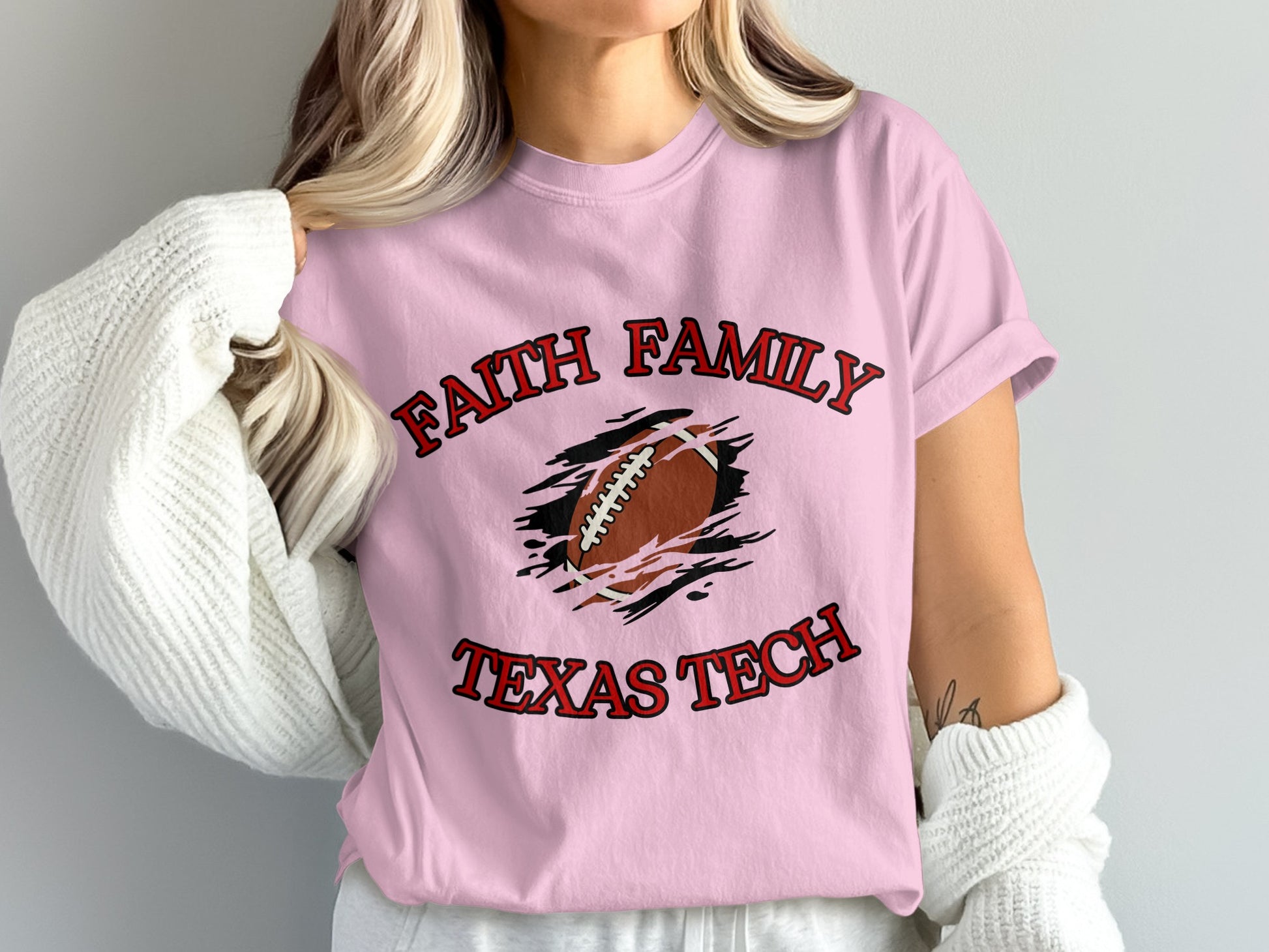 Faith Family Texas Tech Football Graphic Tee