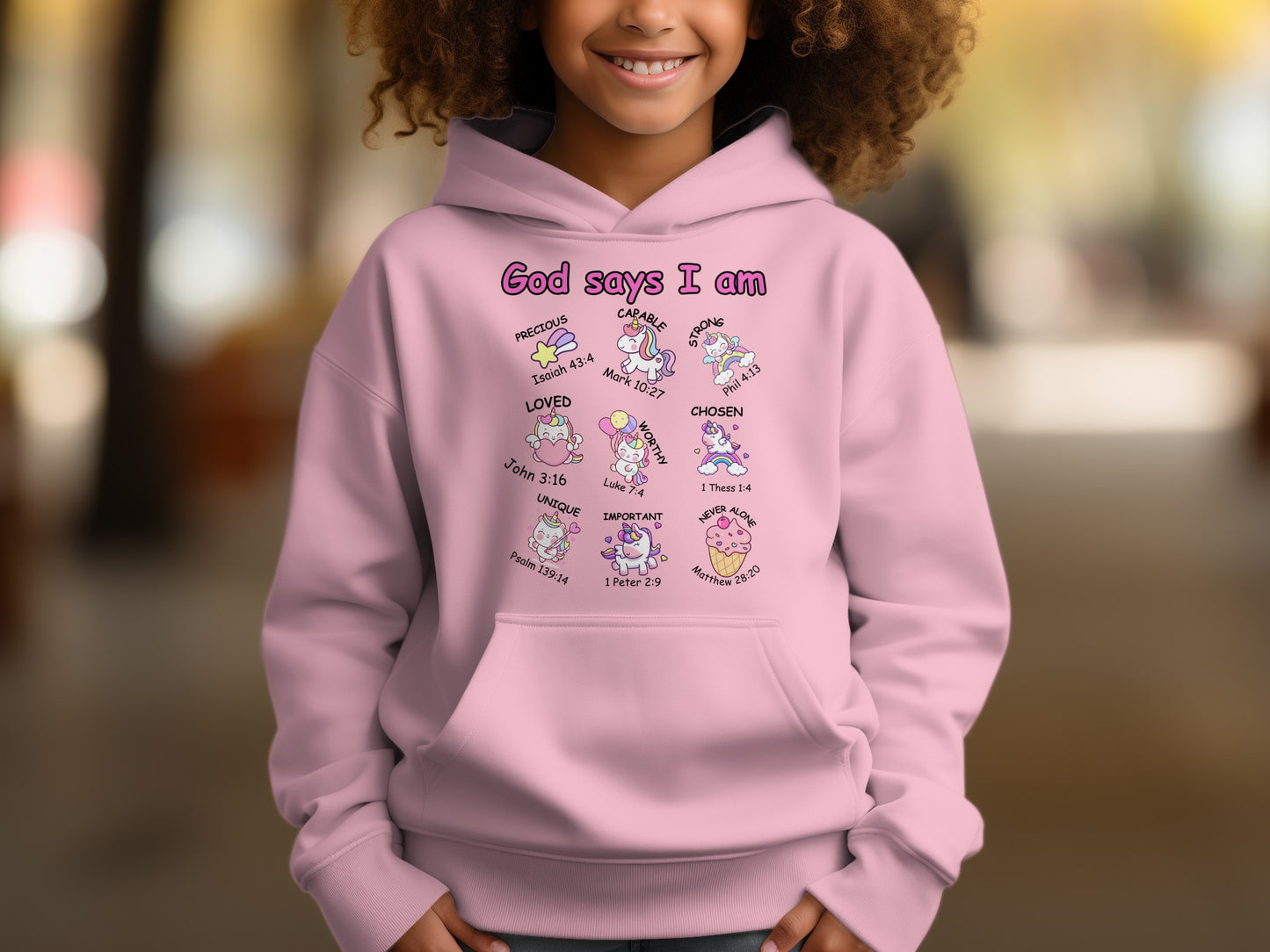 God Says I Am Graphic Hoodie for Kids