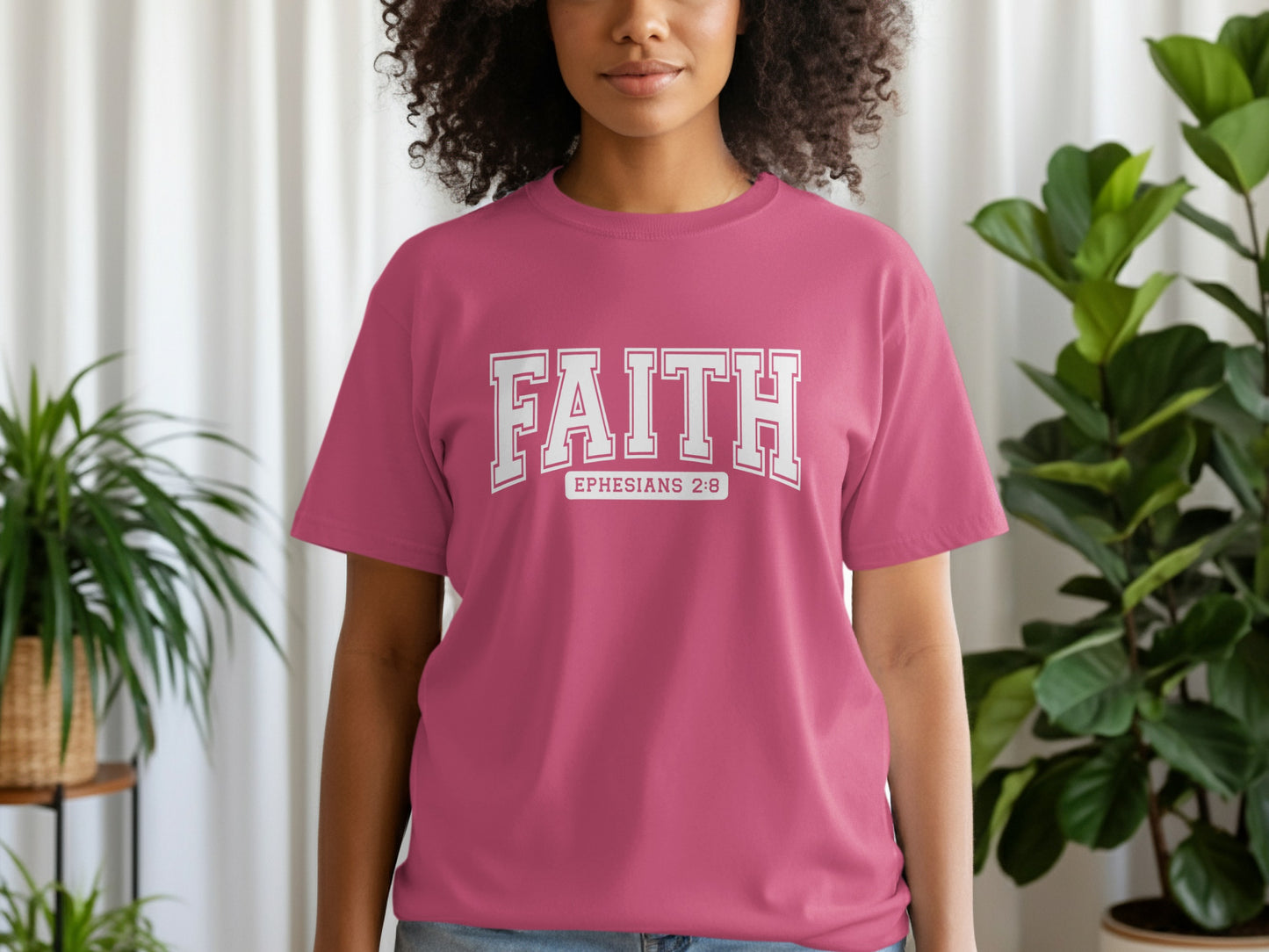 Faith Ephesians 2:8 Pink Graphic Tee product