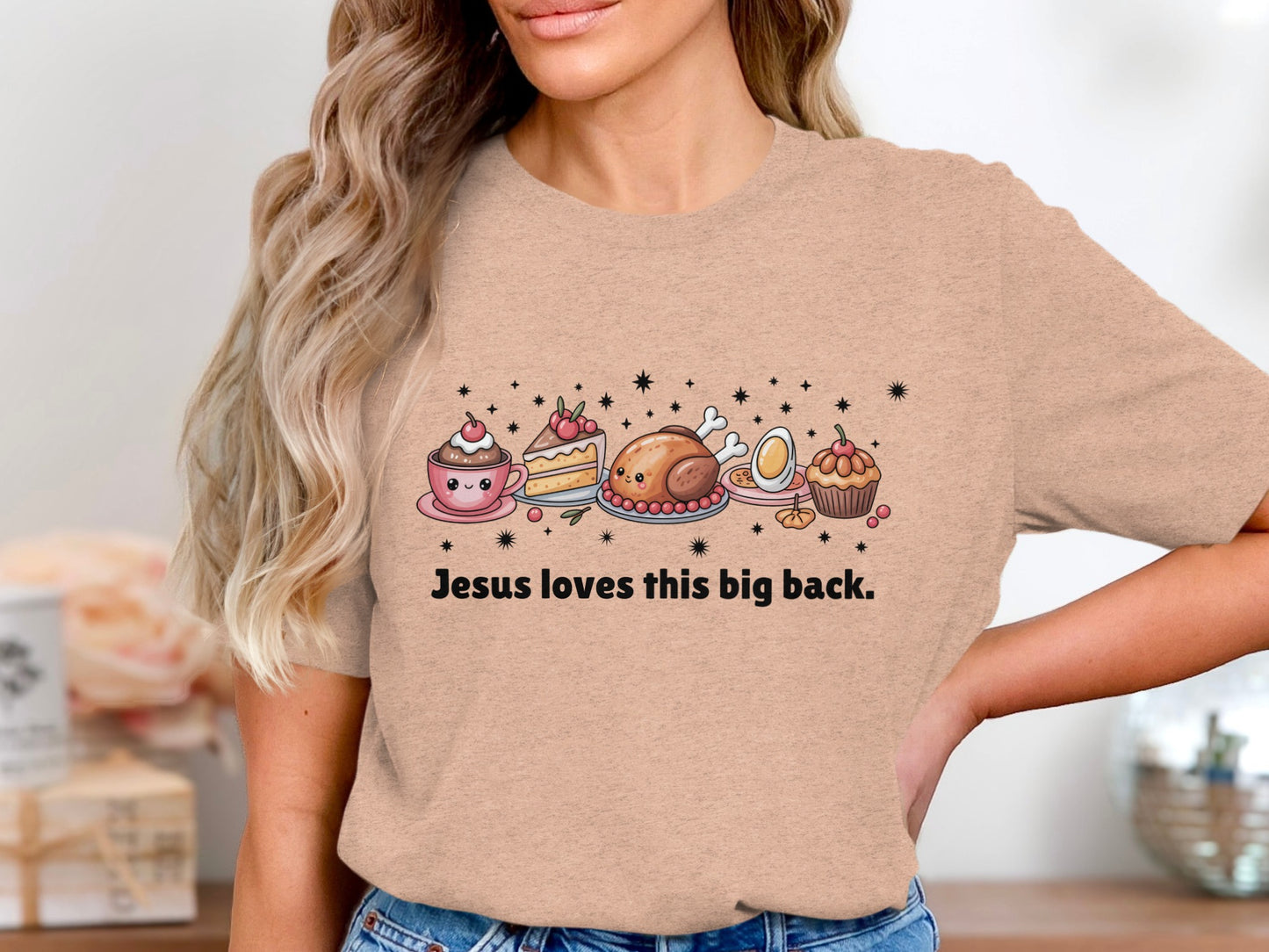 Jesus loves this big back graphic t-shirt product