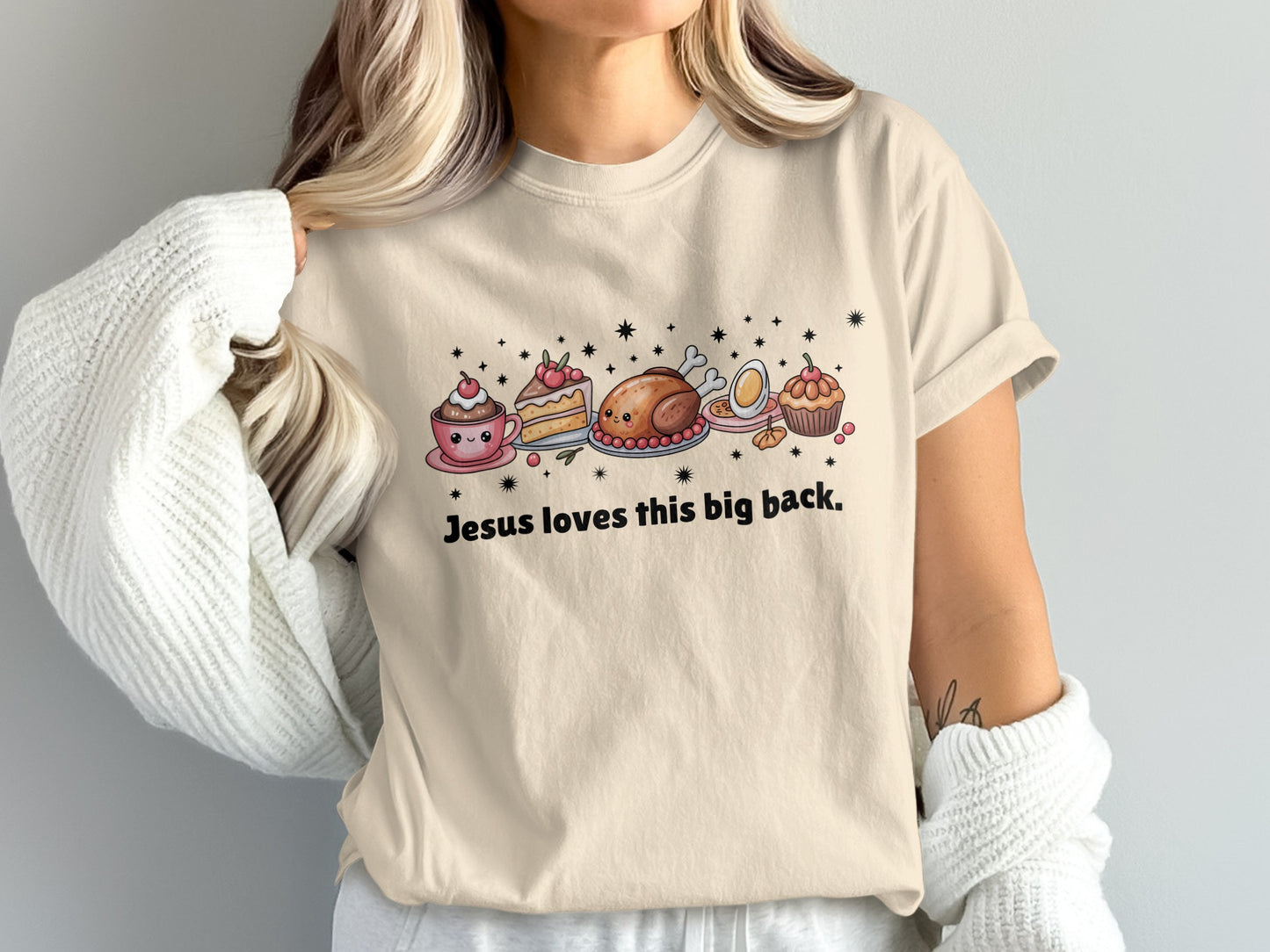 Jesus Loves This Big Back Food Graphic Shirt