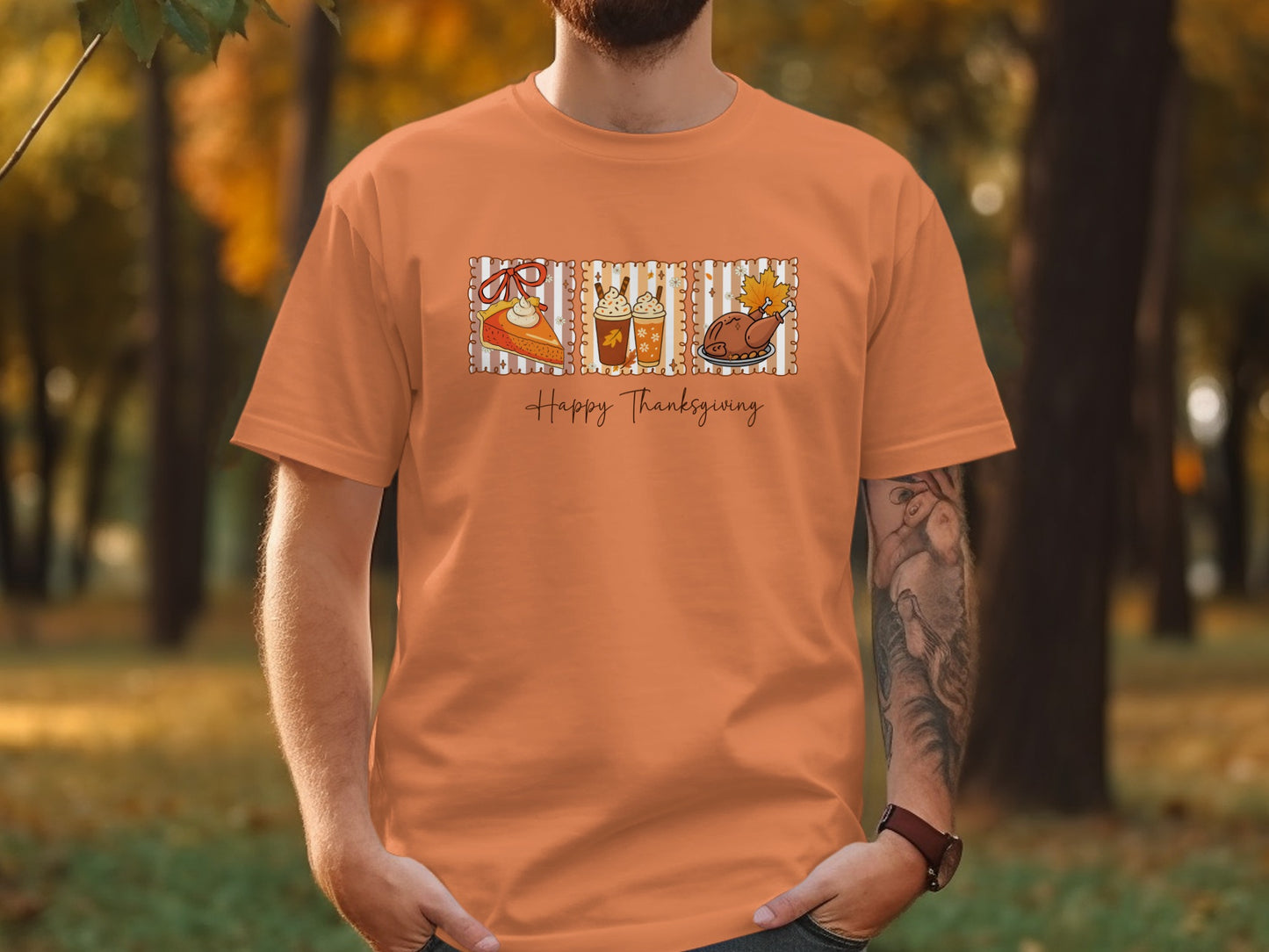 Festive Happy Thanksgiving Graphic T-shirt
