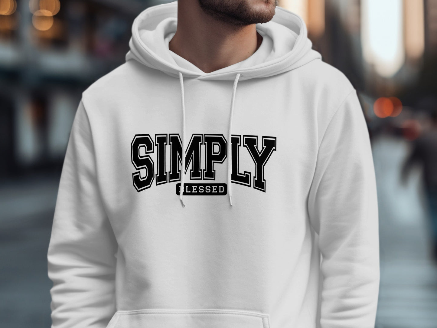 Simply Blessed Hoodie with Bold Lettering Design