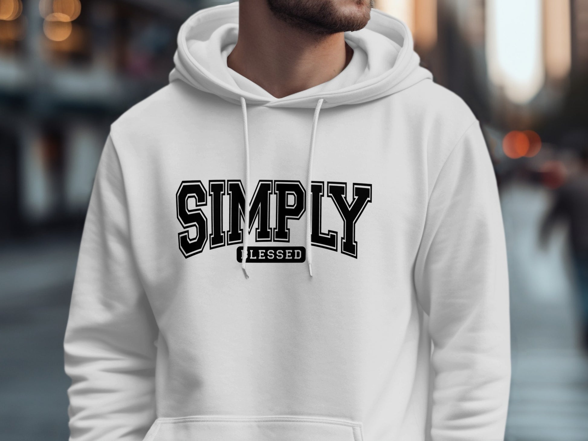 Simply Blessed Hoodie with Bold Lettering Design
