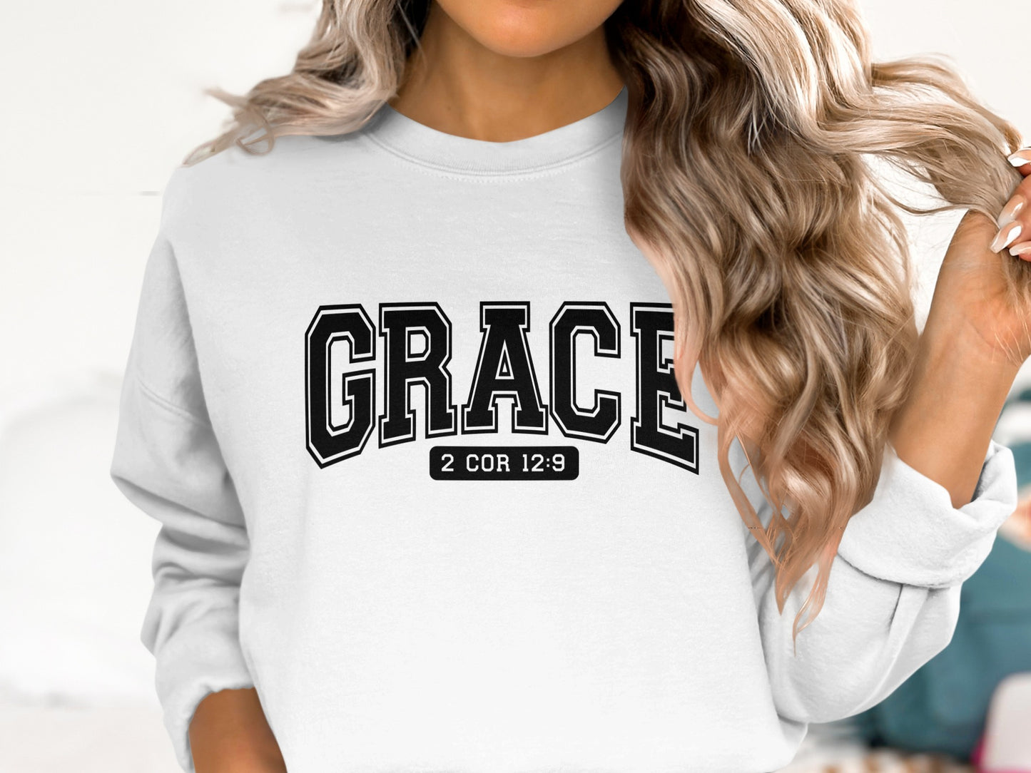 GRACE 2 COR 12:9 sweatshirt for stylish faith-based wear
