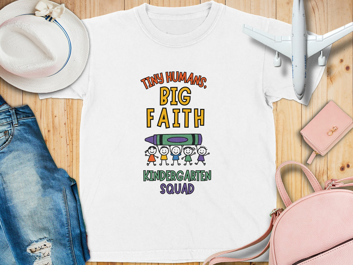 Tiny Humans Big Faith Kindergarten Squad T-shirt