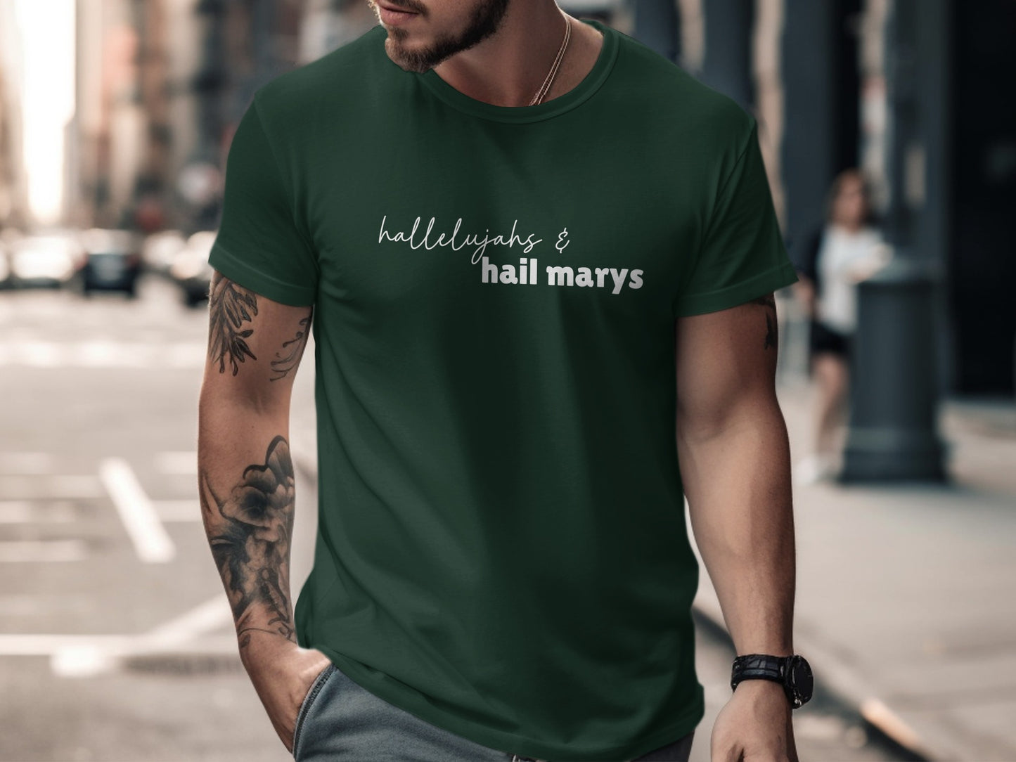 Hallelujahs & Hail Marys Green Graphic T-Shirt product