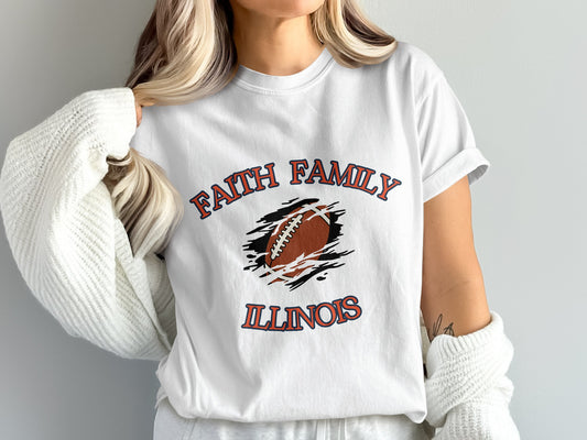 Faith Family Illinois Football Sports Themed Shirt