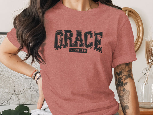 Grace 2 Cor 12:9 Graphic Tee Stylish Apparel