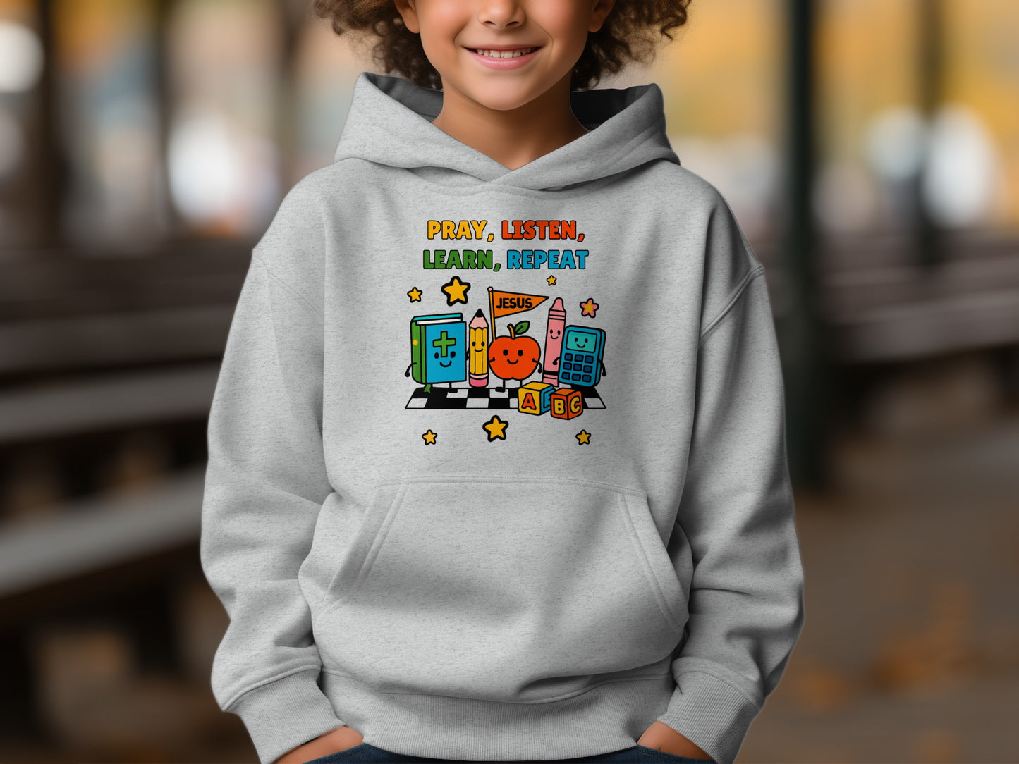 Pray Listen Learn Repeat Kids Hoodie