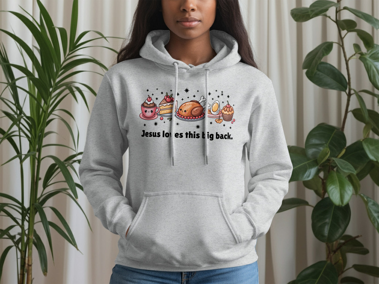 Jesus loves this big back hoodie product